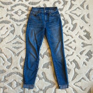 7 for all mankind high waisted ankle skinny jeans with step hem